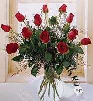 Dozen Roses in Vase