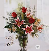 Roses and Flowers in Glass Vase